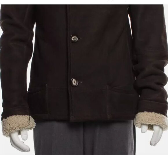 RARE Seraphin (Hermes Maker) Shearling Sheepskin Motorcycle Jacket Coat Mouton M - Picture 3 of 16
